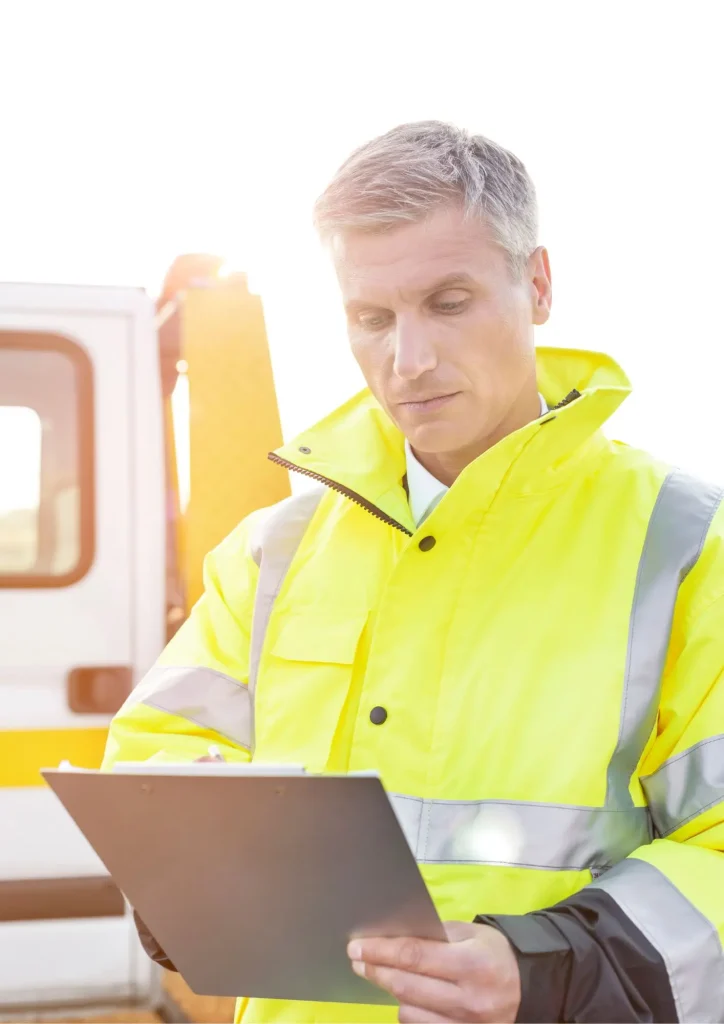 Tow truck operator with checklist